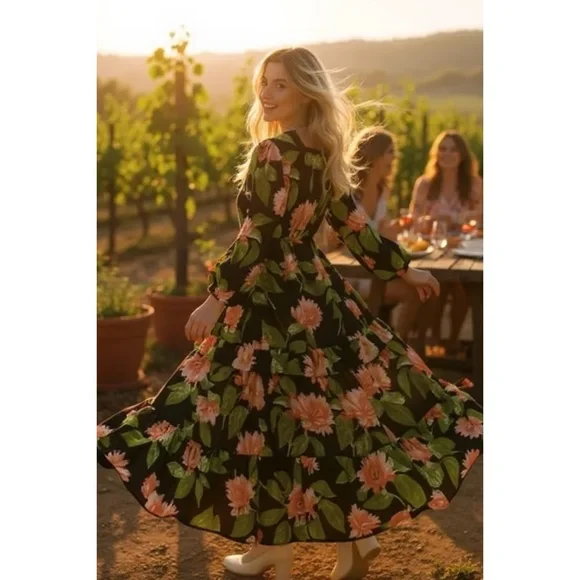 Flying Tomato Tropical Print Duster | Tie Waist Tiered Maxi Top - Picture 7 of 12